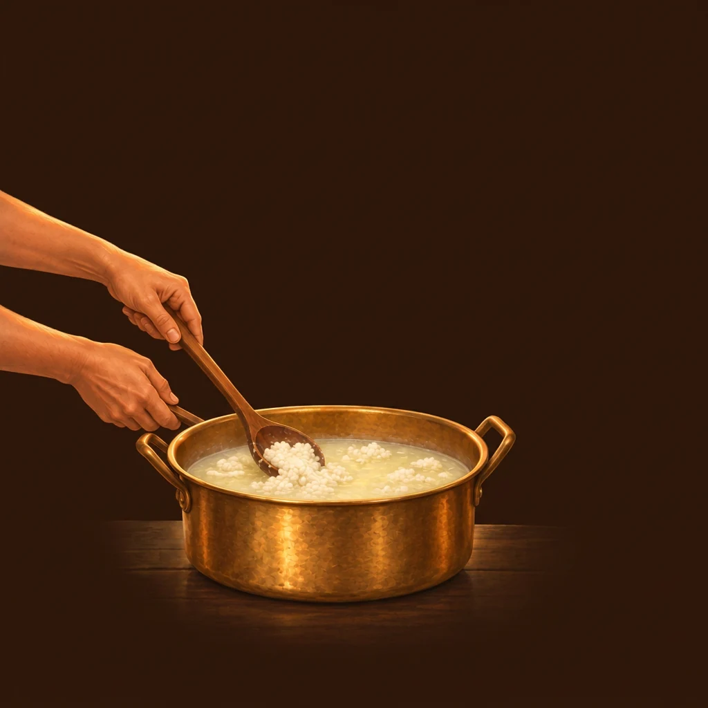 Curdling: a close-up of a home cook's hands preparing the bar.